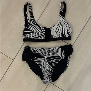 Athleta Black & White Palm Print Bikini Set